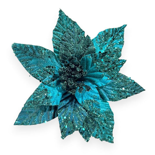 Glitter Poinsettia Pick