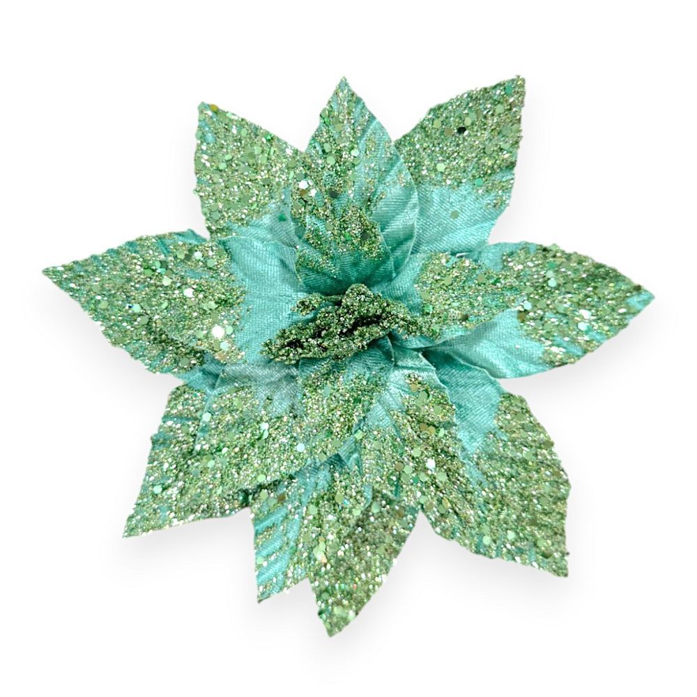 Glitter Poinsettia Pick