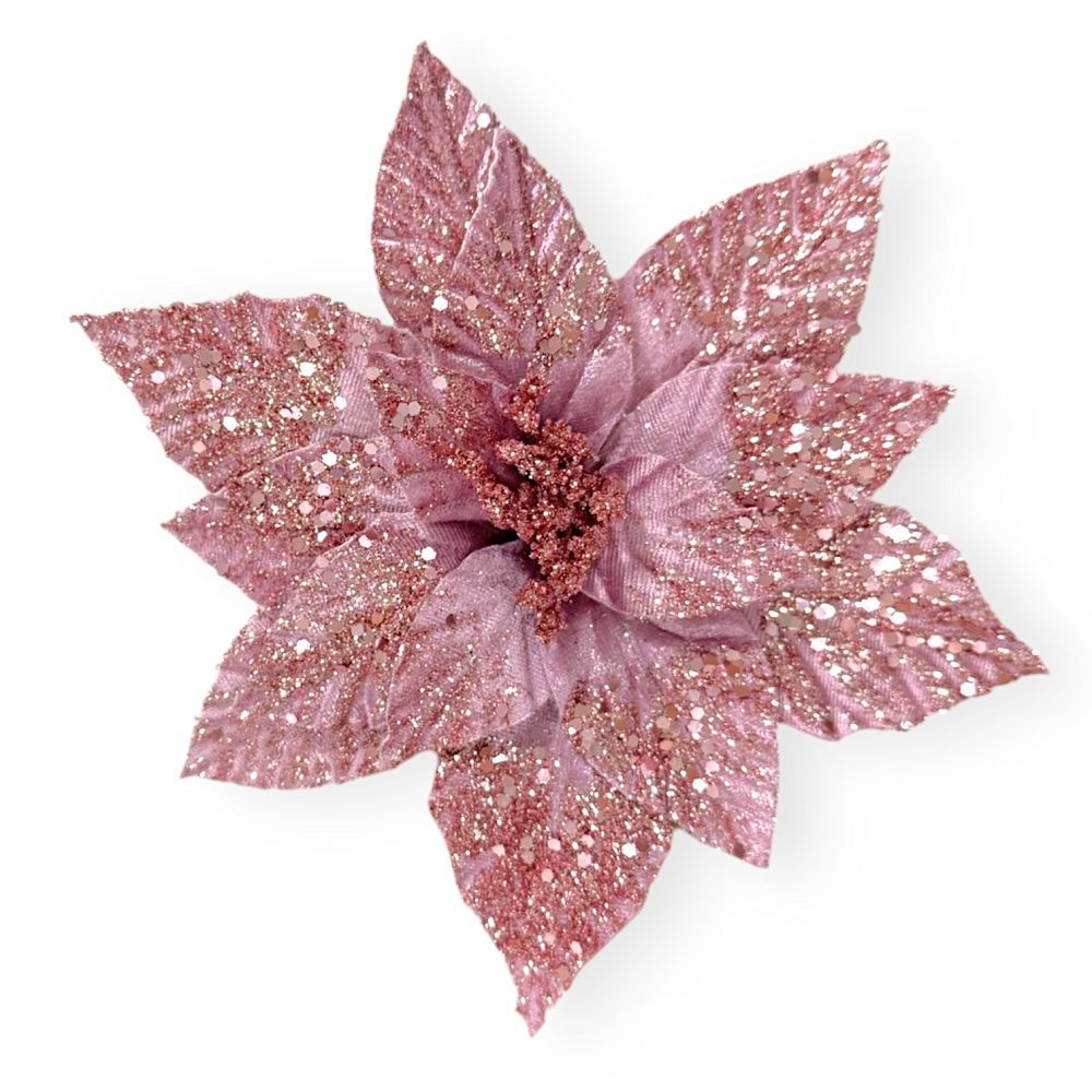 Glitter Poinsettia Pick