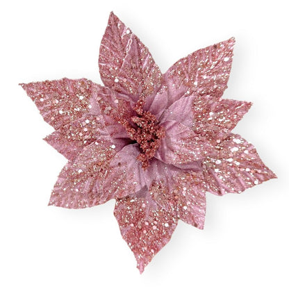 Glitter Poinsettia Pick