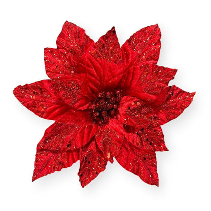 Glitter Poinsettia Pick