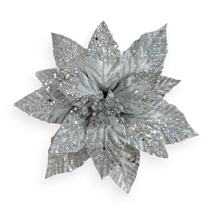 Glitter Poinsettia Pick
