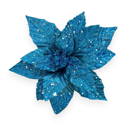 Glitter Poinsettia Pick