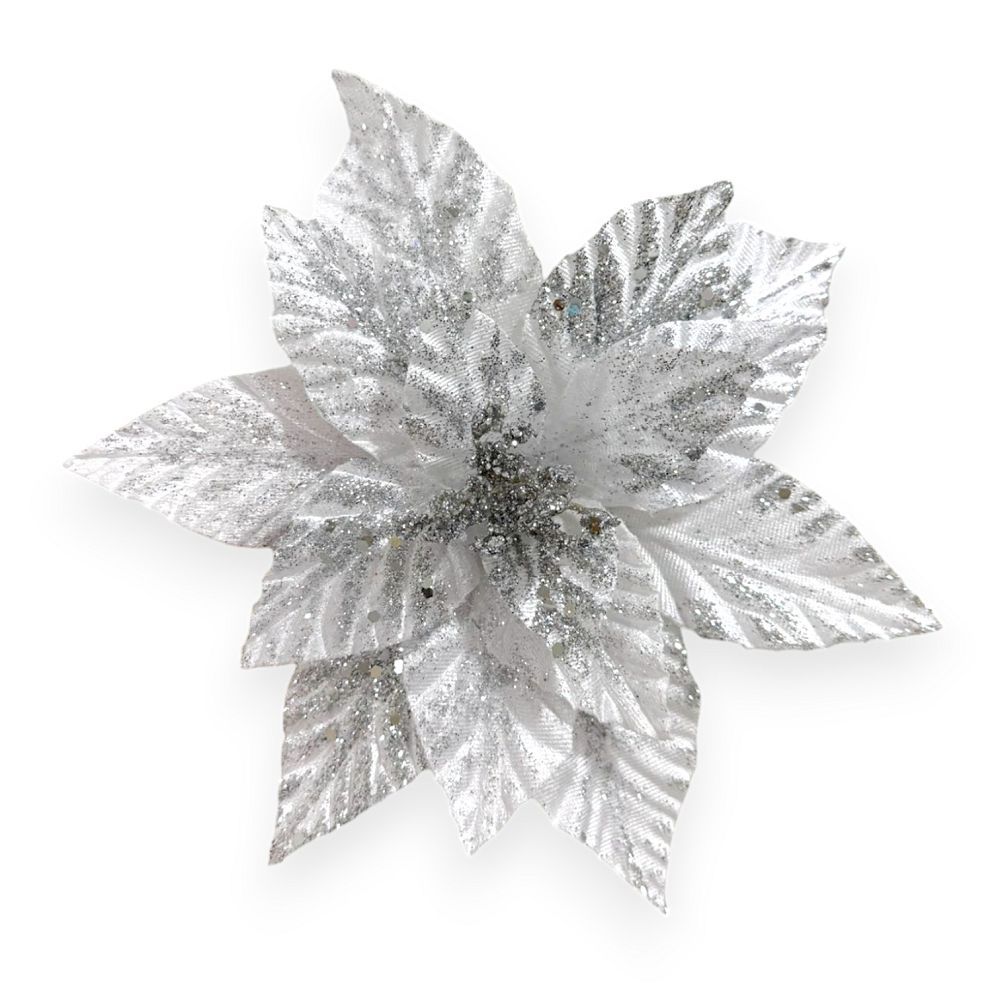 Glitter Poinsettia Pick