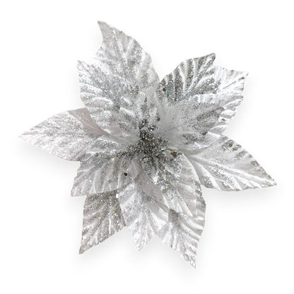 Glitter Poinsettia Pick