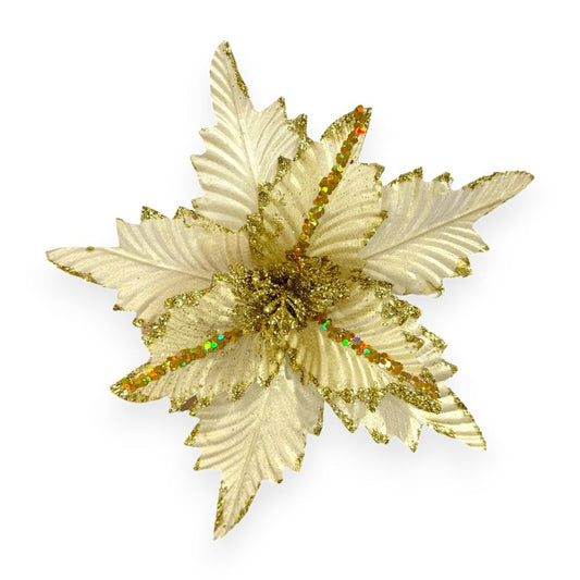 Glitter Poinsettia Pick