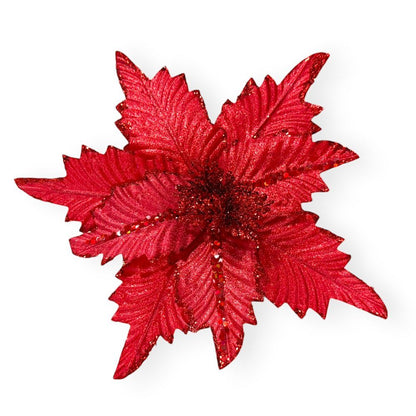 Glitter Poinsettia Pick