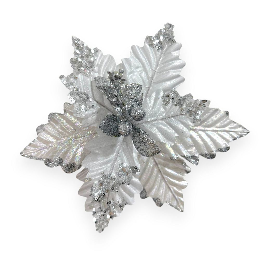 Glitter Poinsettia Pick