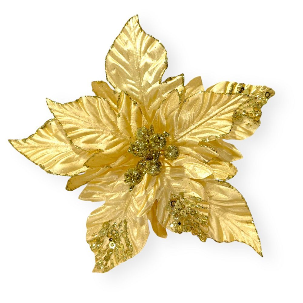 Glitter Poinsettia Pick