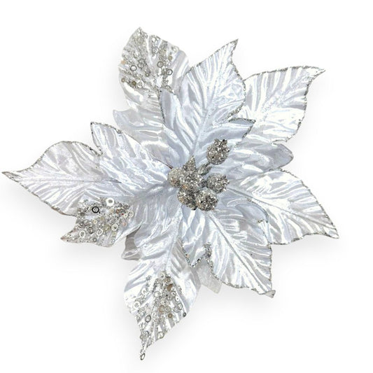 Glitter Poinsettia Pick