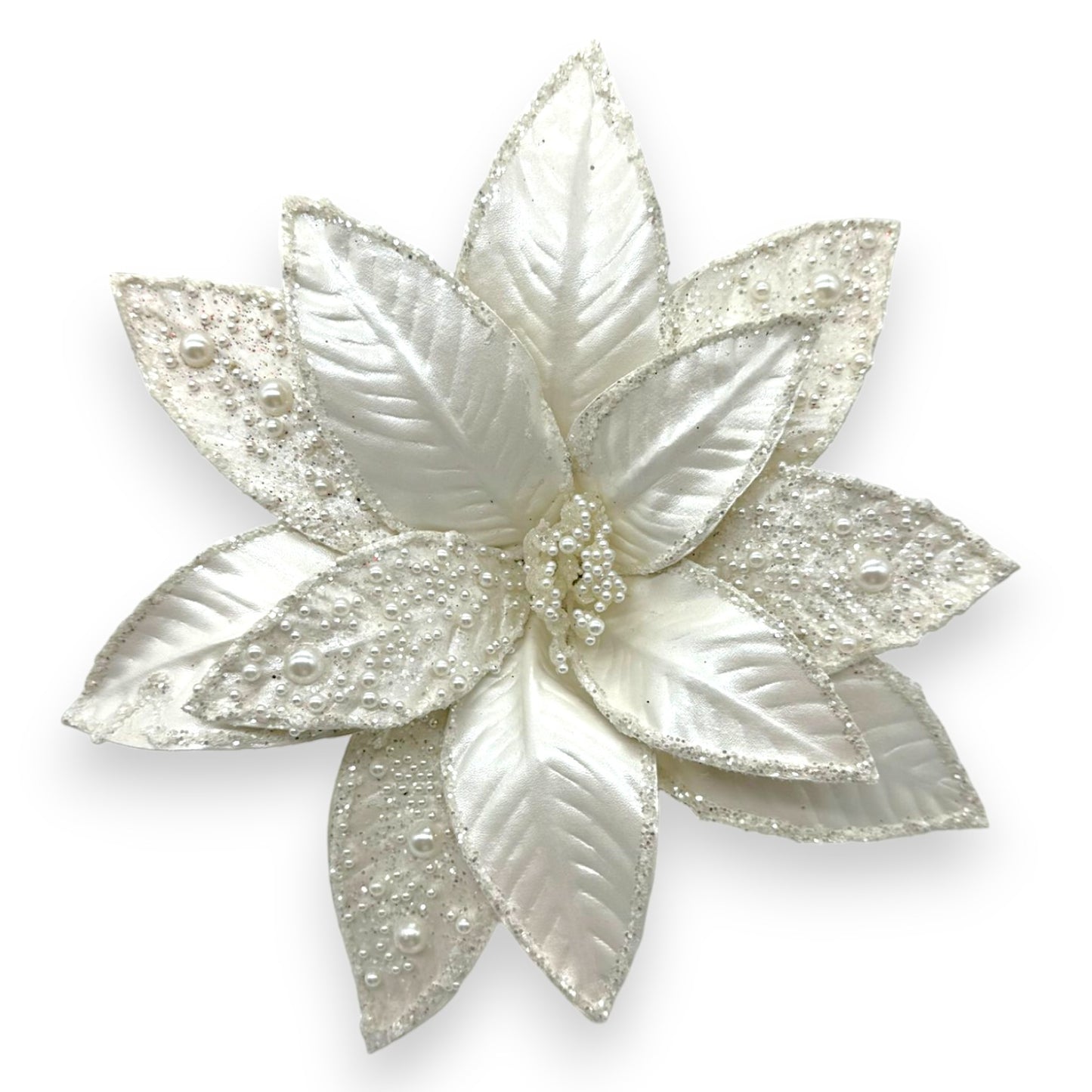 POINSETTIA WHITE WITH PEARL 11.5"D