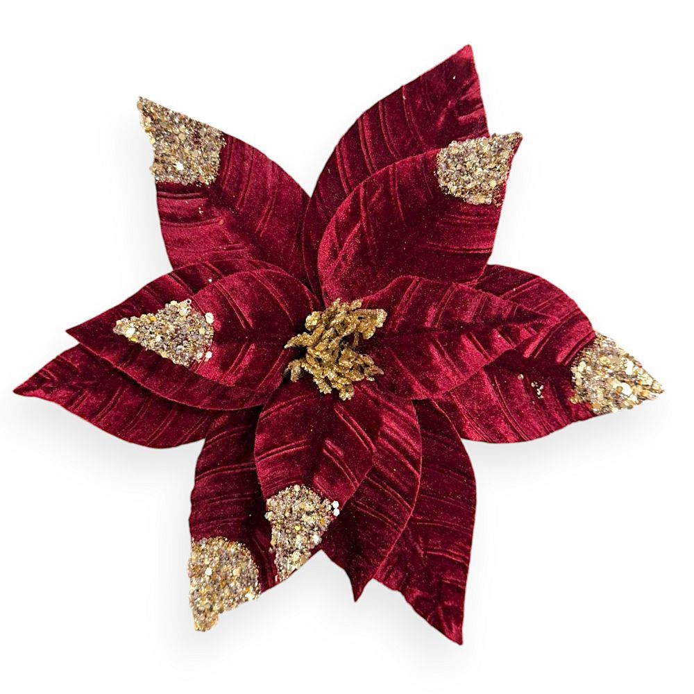 Velvet Glitter-Tipped Poinsettia