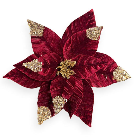 Velvet Glitter-Tipped Poinsettia