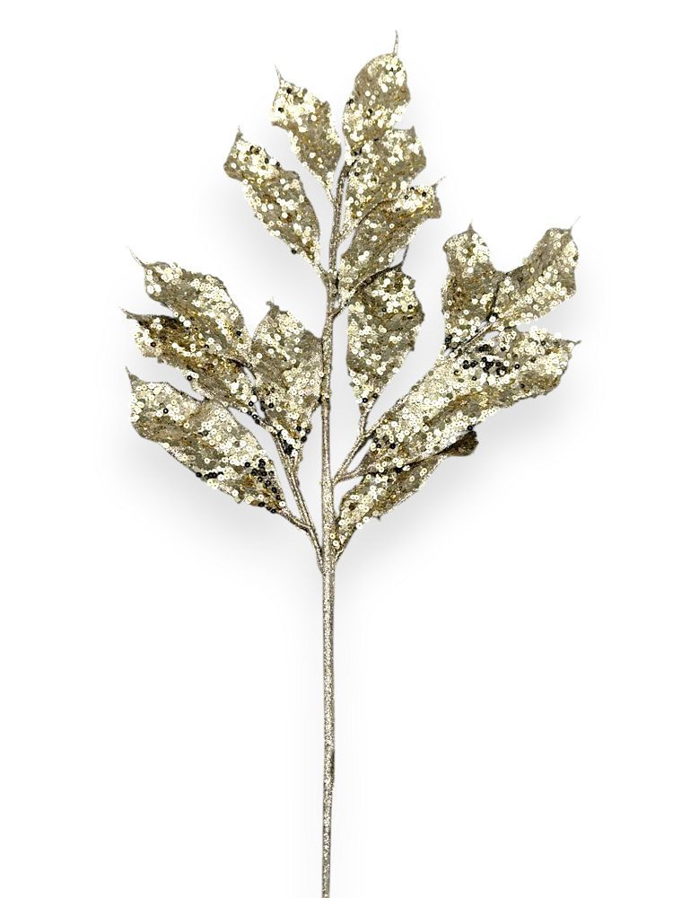 Glittered Leaf Spray 30"