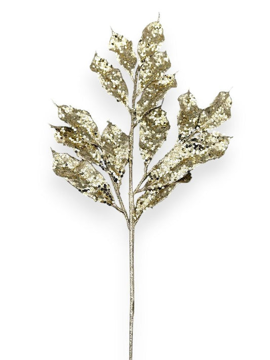 Glittered Leaf Spray 30"