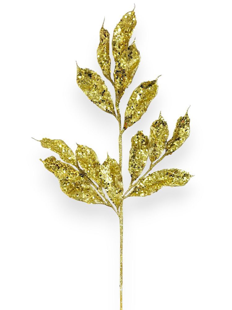 Glittered Leaf Spray 30"
