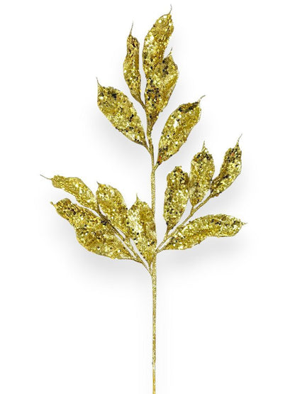 Glittered Leaf Spray 30"