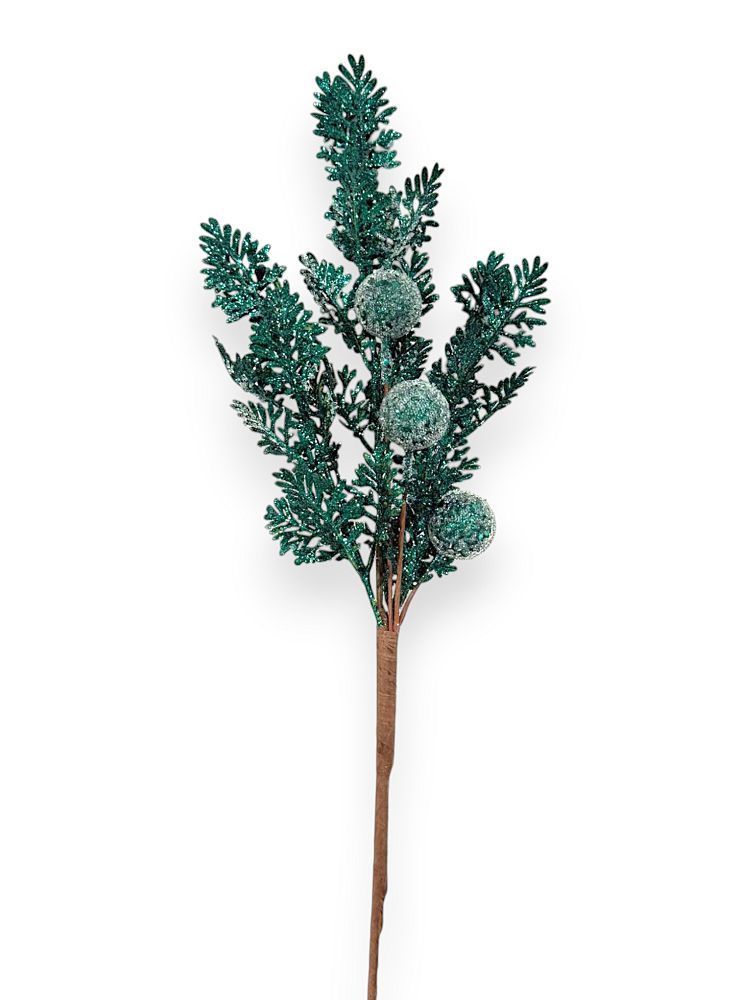 Glitter Fern Spray with Ball 19"