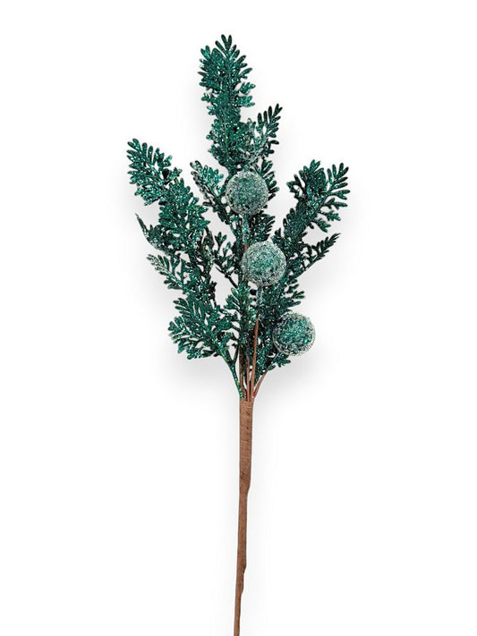 Glitter Fern Spray with Ball 19"