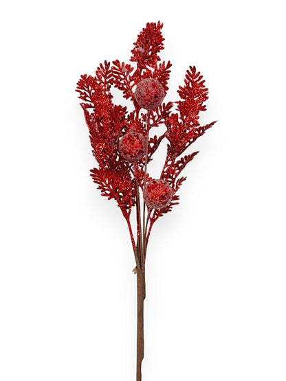 Glitter Fern Spray with Ball 19"
