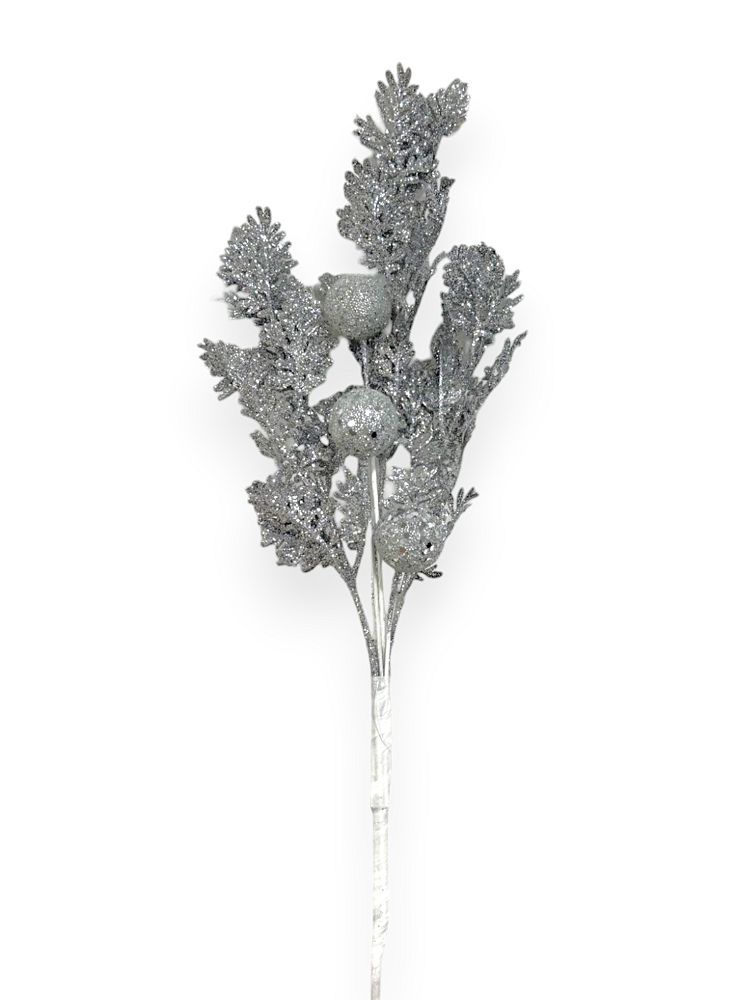 Glitter Fern Spray with Ball 19"