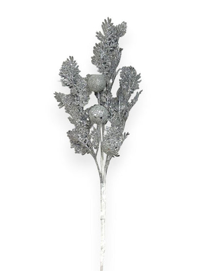 Glitter Fern Spray with Ball 19"