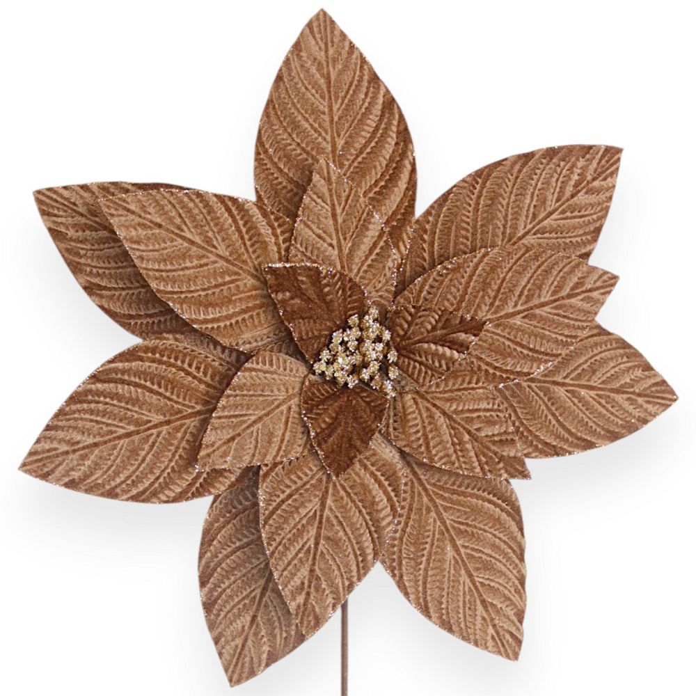 Velvet Poinsettia Stem 17"