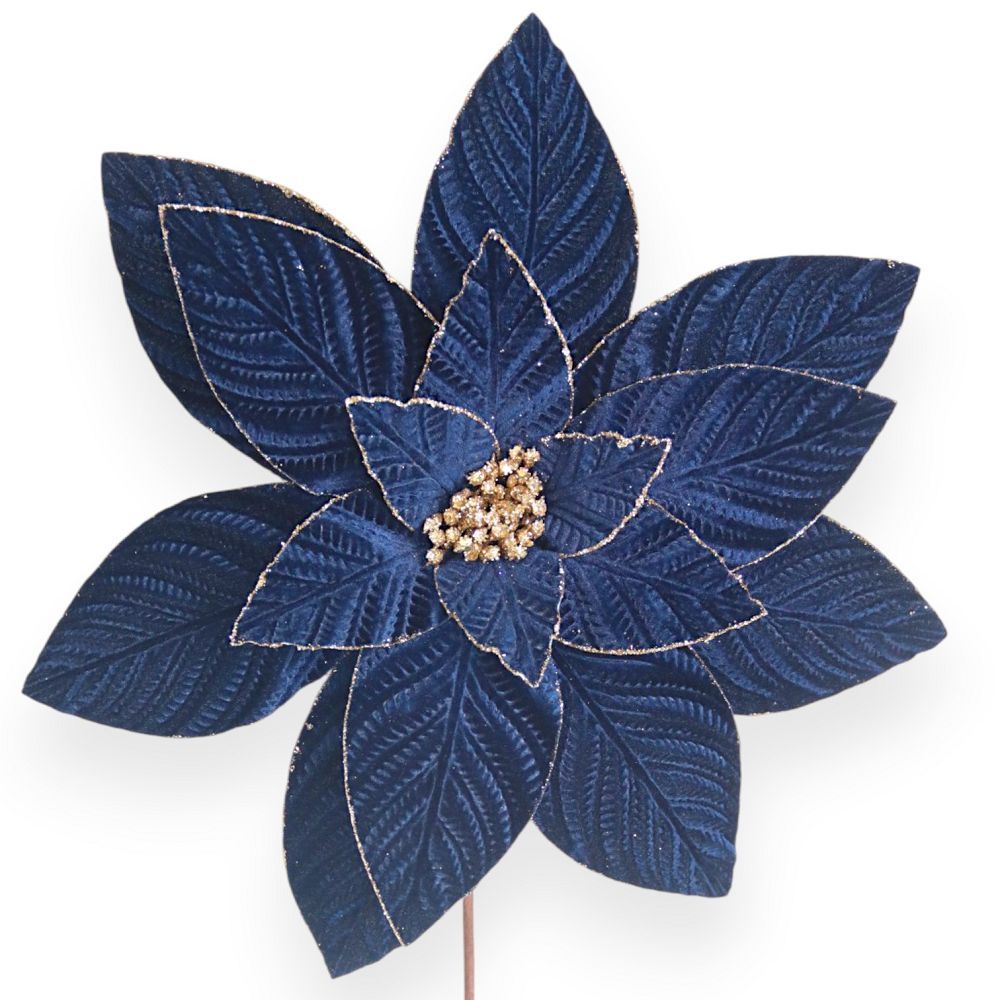 Velvet Poinsettia Stem 17"