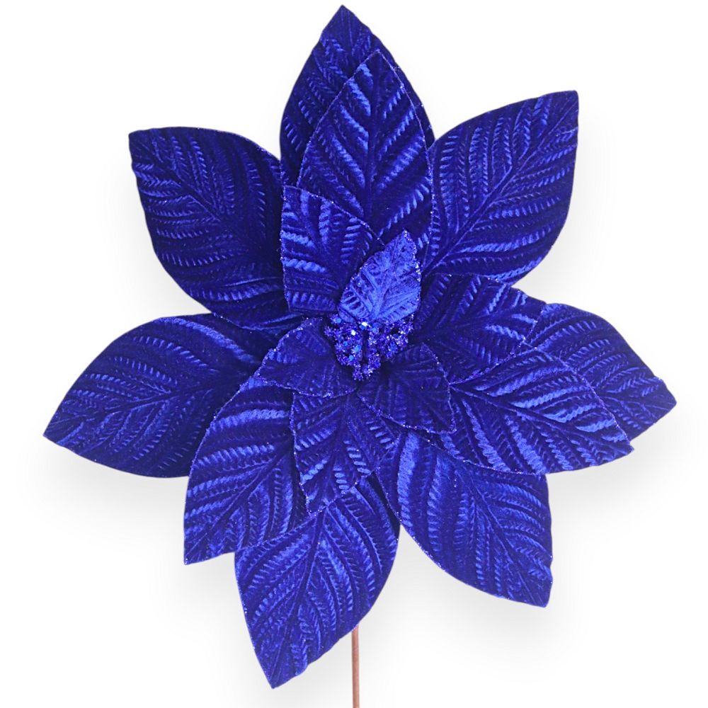 Velvet Poinsettia Stem 17"