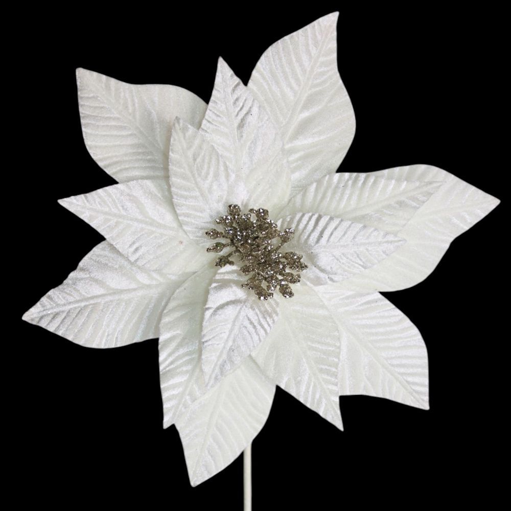 Velvet Poinsettia Stem 11"