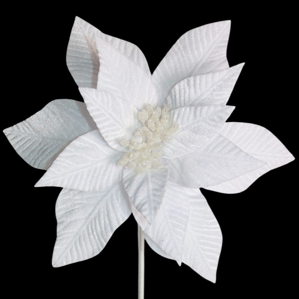 Velvet Poinsettia Stem 11"