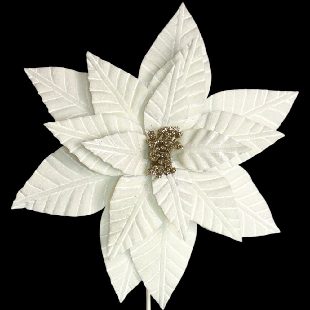 Velvet Poinsettia Stem 13"