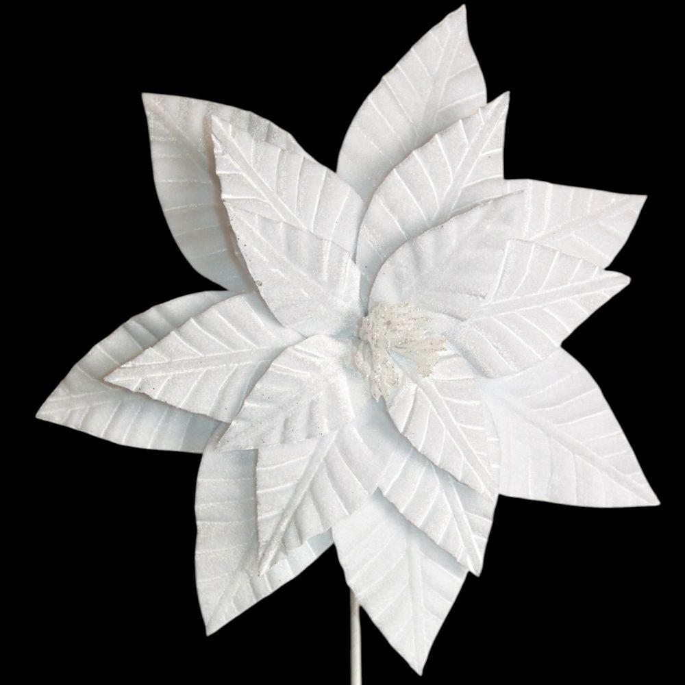 Velvet Poinsettia Stem 13"