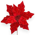 Jeweled Velvet Poinsettia Stem 12"