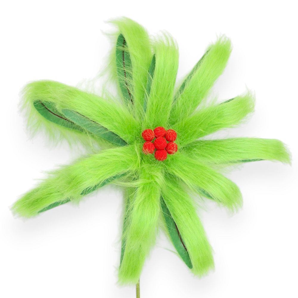 Grinch Poinsettia Stem 16"