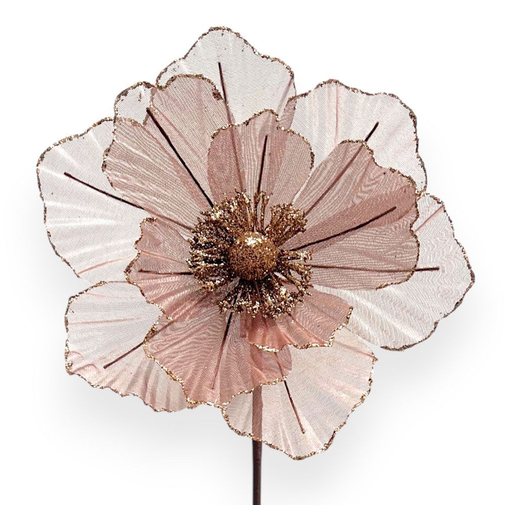 Glitter Magnolia Christmas Stem – 9"