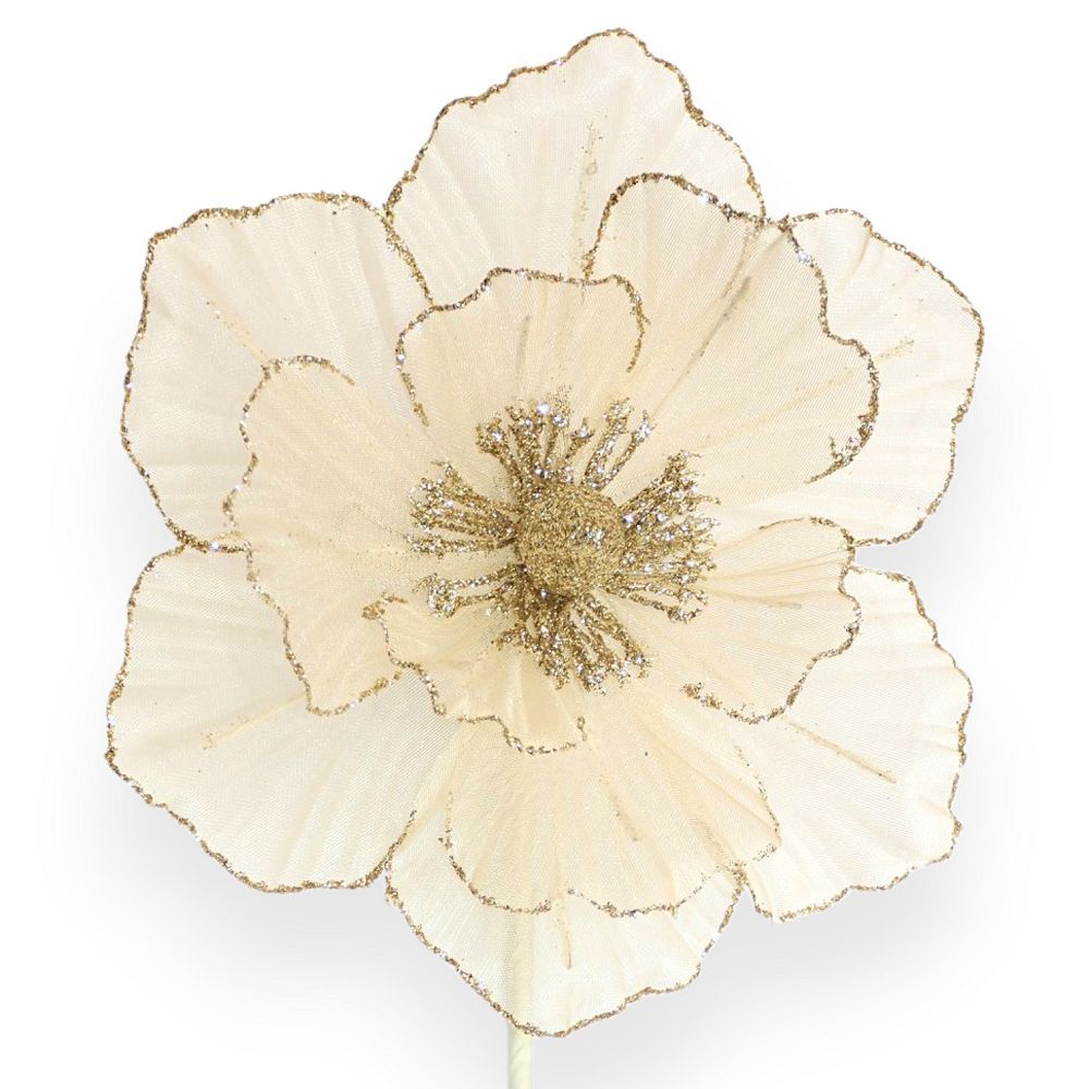 Glitter Magnolia Christmas Stem – 9"