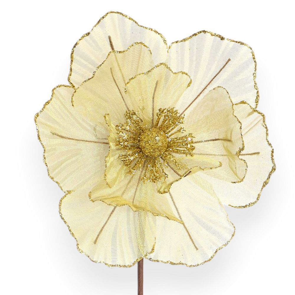 Glitter Magnolia Christmas Stem – 9"