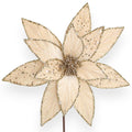 Velvet Poinsettia Stem with Sequin & Glitter Accents 11"