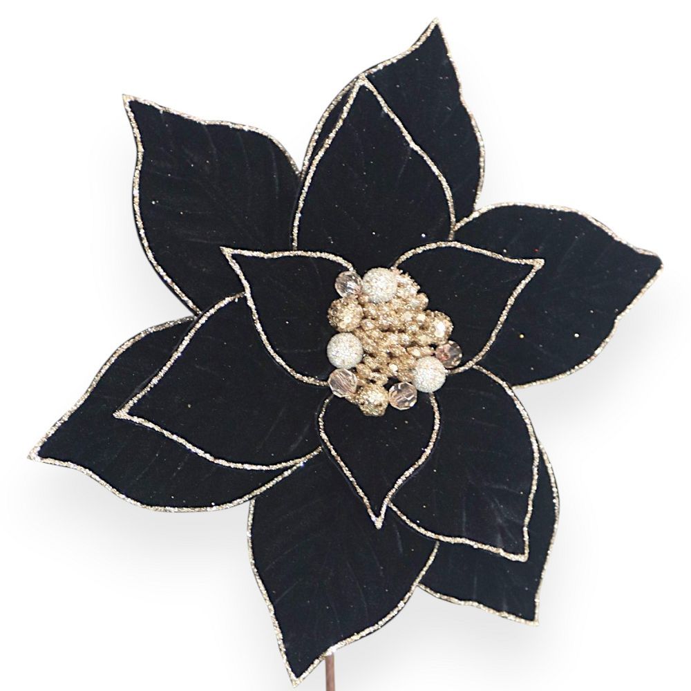 Velvet Poinsettia Pick 12"