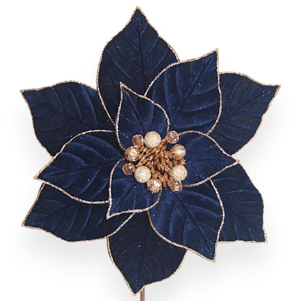Velvet Poinsettia Pick 12"