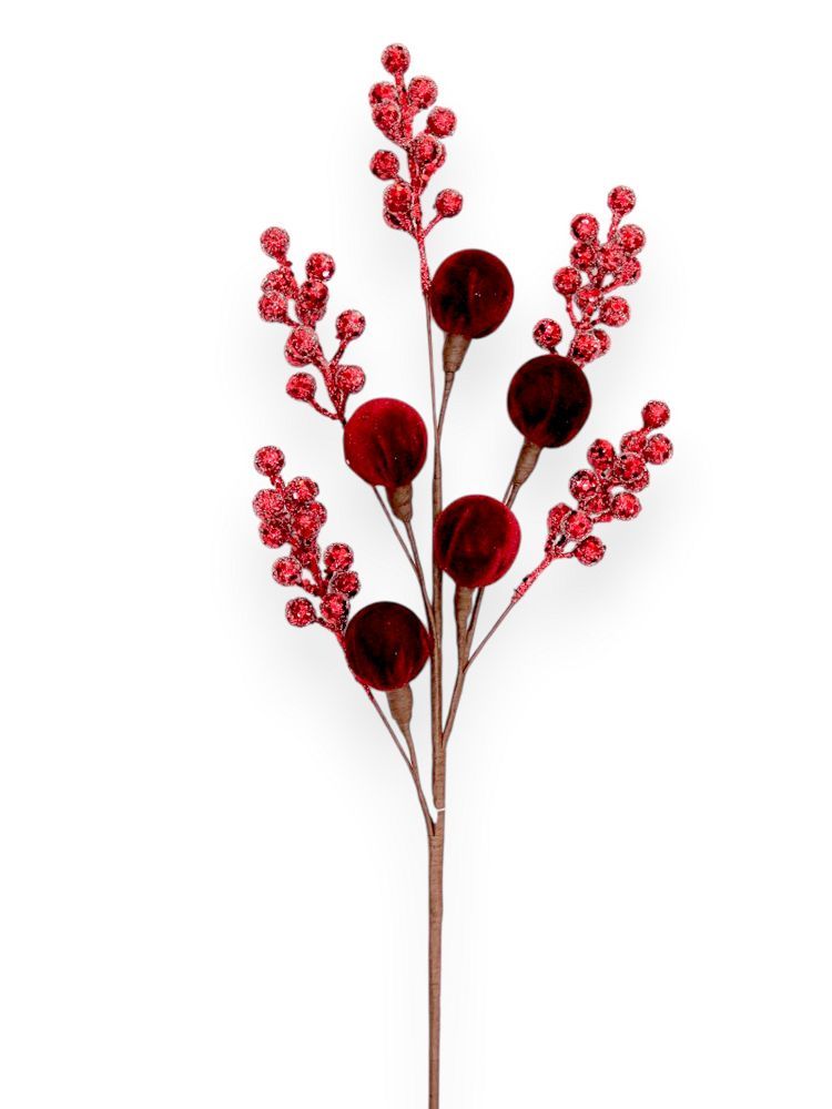 Velvet Berry & Glitter Christmas Spray 25"