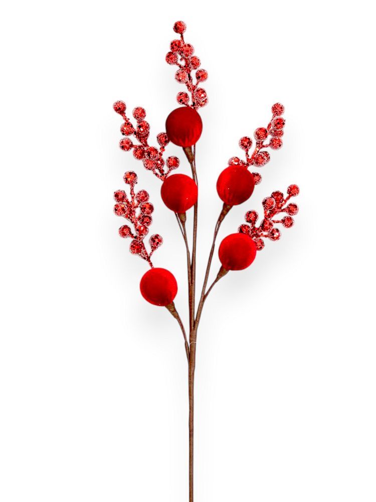 Velvet Berry & Glitter Christmas Spray 25"