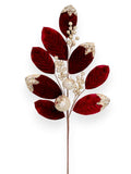 Velvet Leaf & Glitter Berry Christmas Spray 29"