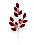 Velvet Pomegranate & Leaf Spray  24"