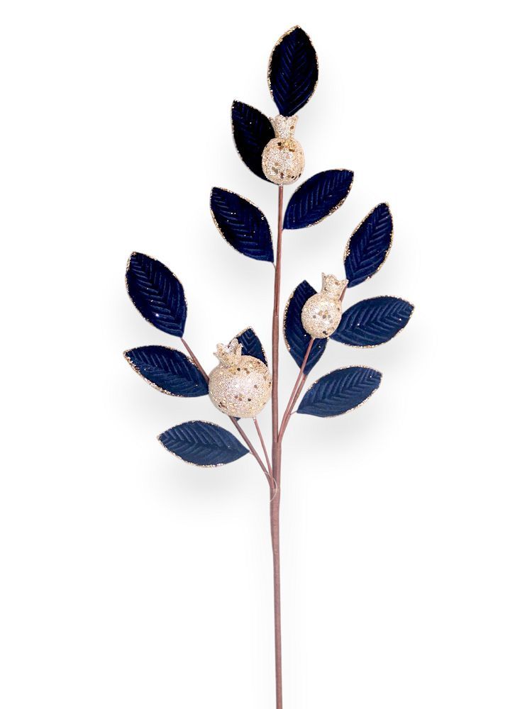 Velvet Pomegranate & Leaf Spray  24"