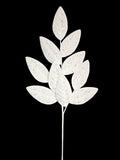 White Glitter Leaf Spray 30"