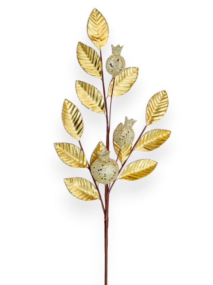 Metallic Pomegranate & Leaf Spray 24"