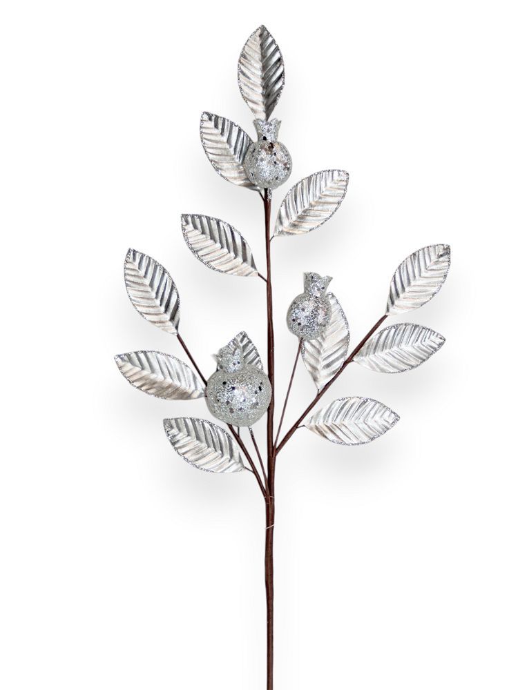 Metallic Pomegranate & Leaf Spray 24"