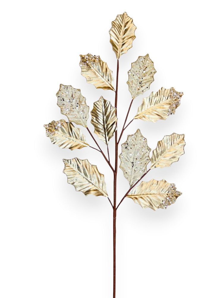 Metallic Leaf Spray with Glitter Accents 27"